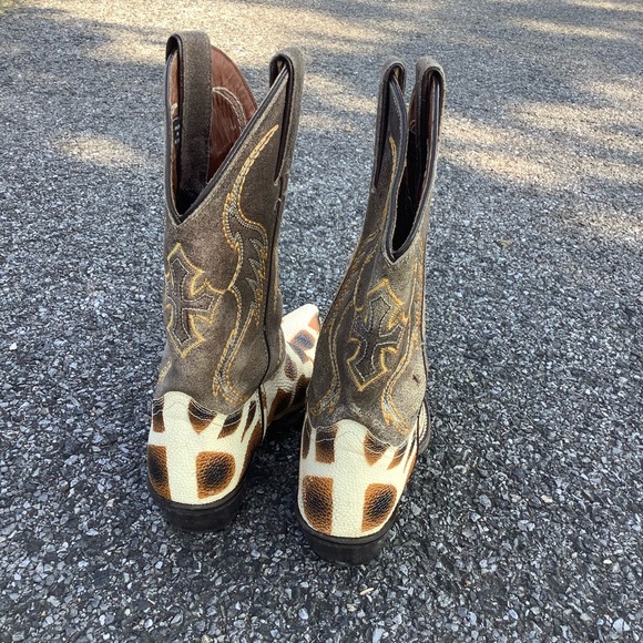 Vintage Nocona RARE Boots Womens 7.5 Leather Animal Print Western Cowboy Cowgirl - Picture 4 of 10